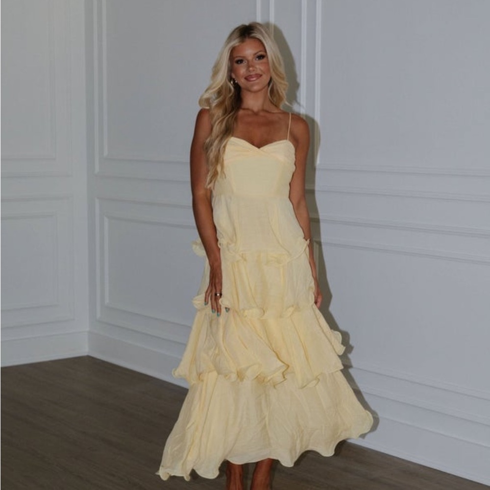 Elegant Yellow Ruffle Dress